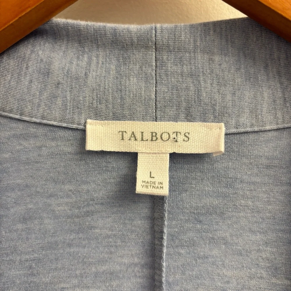 Talbots Light Blue Open Front Cardigan Lightweight Sweater‎ Large Long Sleeve